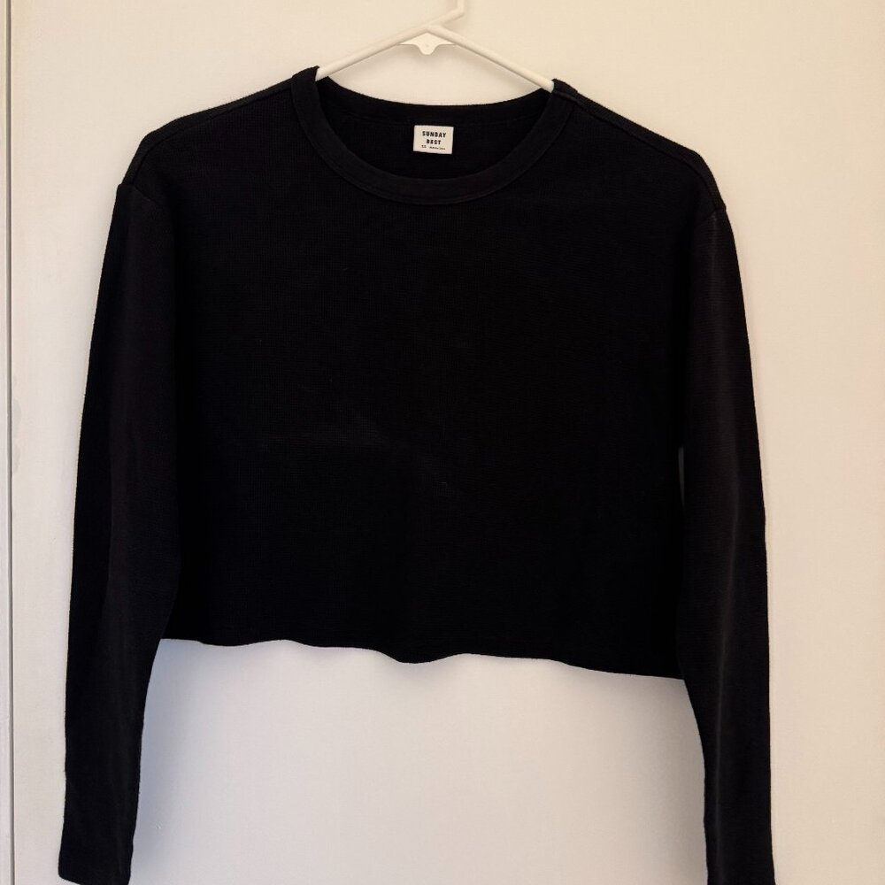 Sunday Best Waffle Knit Cropped Long Sleeve